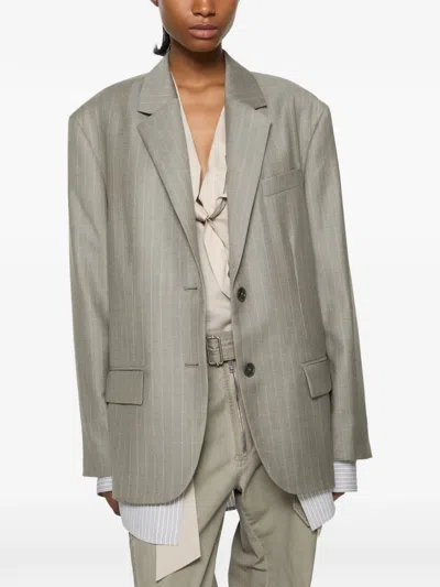 Acne Studios Pinstripe-pattern Layered Blazer In Gray