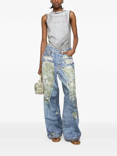 Acne Studios Logo-print Top In Gray