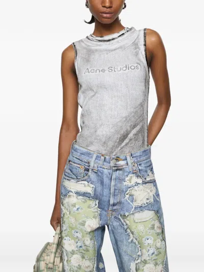 Acne Studios Logo-print Top In Gray