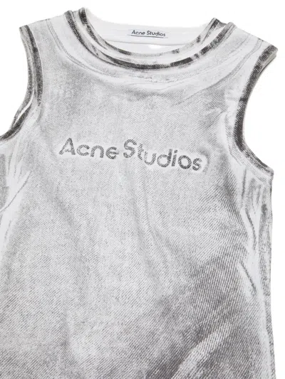 Acne Studios Logo-print Top In Gray