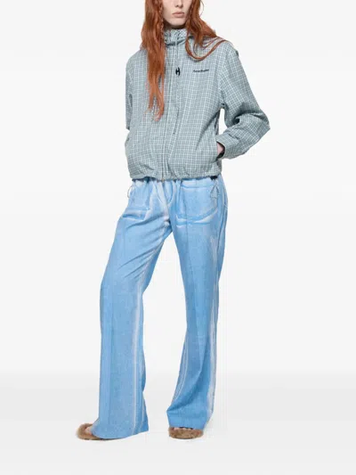 Acne Studios Check-pattern Hooded Jacket In Blue