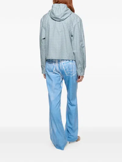 Acne Studios Check-pattern Hooded Jacket In Blue