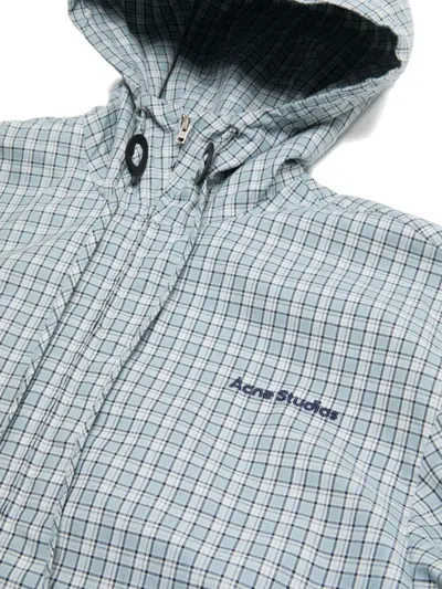 Acne Studios Check-pattern Hooded Jacket In Blue