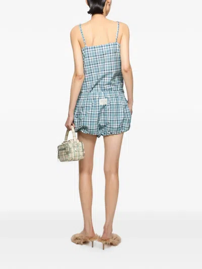 Acne Studios Check-pattern Bubble Shorts In Blue