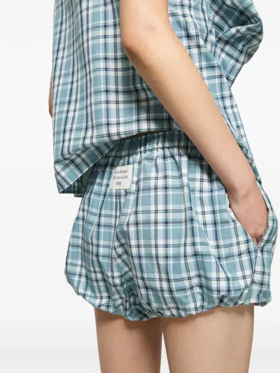 Acne Studios Check-pattern Bubble Shorts In Blue