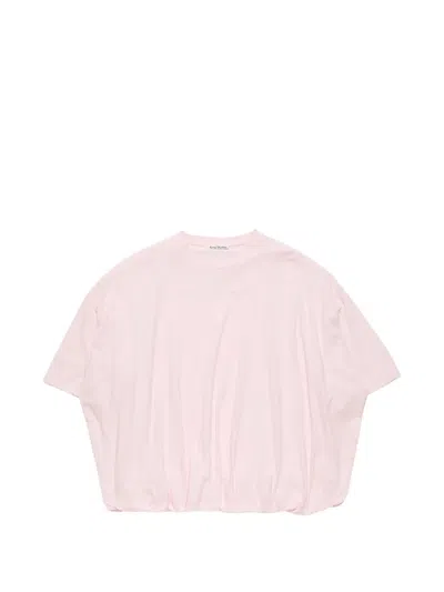 Acne Studios Logo-patch Oversized T-shirt In Pink