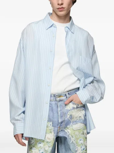 Acne Studios Striped Oversized Shirt In Blue