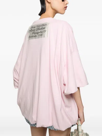 Acne Studios Logo-patch Oversized T-shirt In Pink