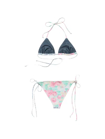 Acne Studios Patchwork Floral-print Bikini In Blue