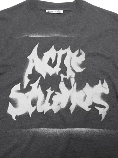 Acne Studios Logo-print Distressed T-shirt In Gray
