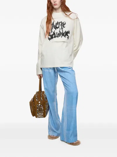 Acne Studios Logo-print Distressed T-shirt In White