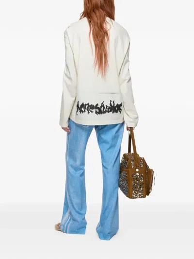 Acne Studios Logo-print Distressed T-shirt In White