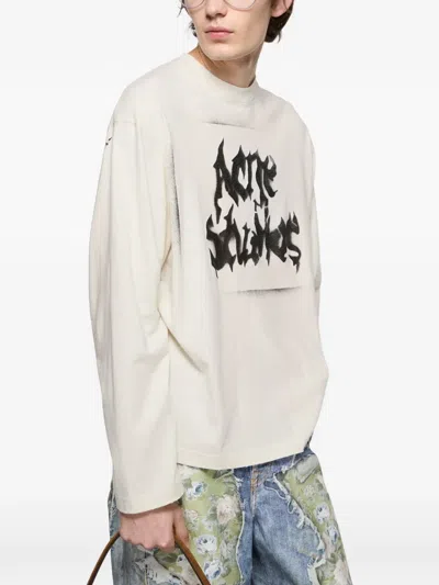 Acne Studios Logo-print Distressed T-shirt In White