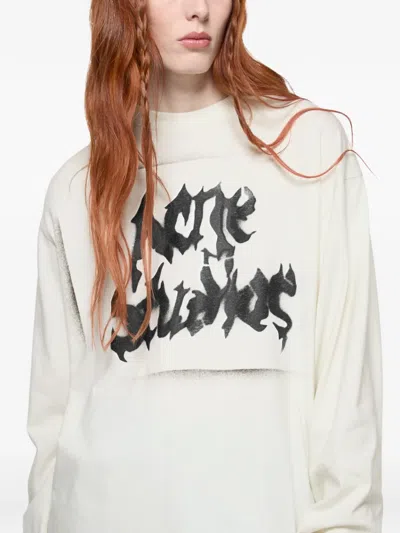 Acne Studios Logo-print Distressed T-shirt In White
