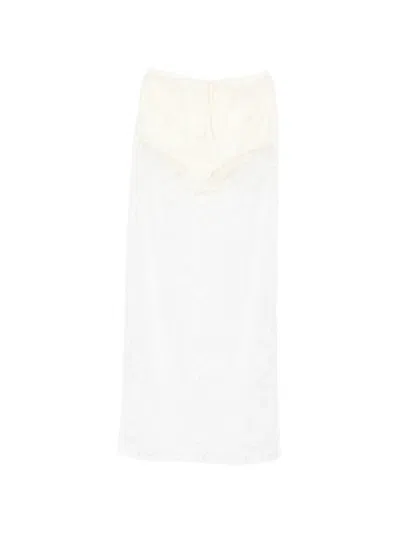 Aya Muse Eteri Bow-detail Floral Lace Midi Skirt In White