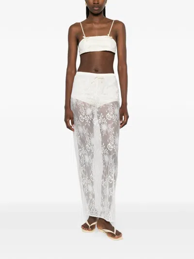 Aya Muse Eteri Bow-detail Floral Lace Midi Skirt In White