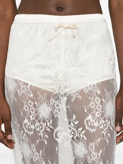 Aya Muse Eteri Bow-detail Floral Lace Midi Skirt In White