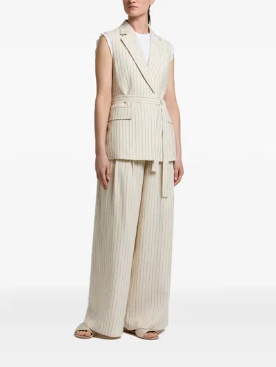 Peserico Pinstripe-pattern Belted Jacket In Multi