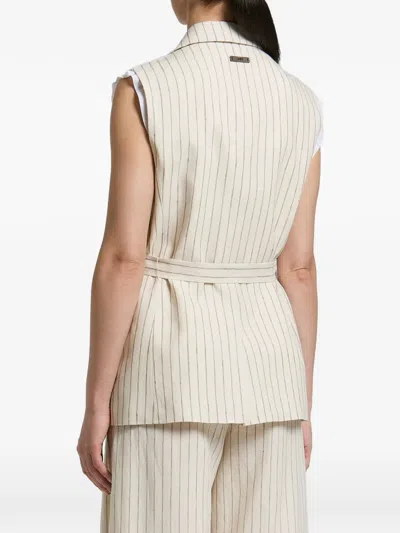 Peserico Pinstripe-pattern Belted Jacket In Multi