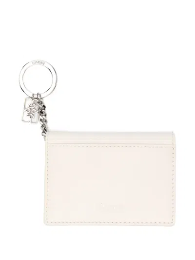 Ganni Raspberry-print Leather Wallet In Neutral