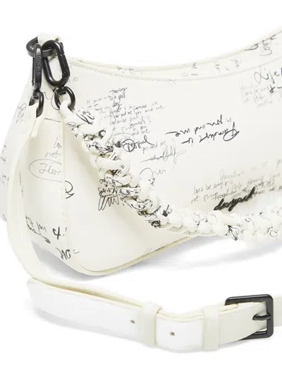 Desigual Small Script-print Woven Backpack In Red