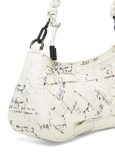 Desigual Small Script-print Woven Backpack In Red