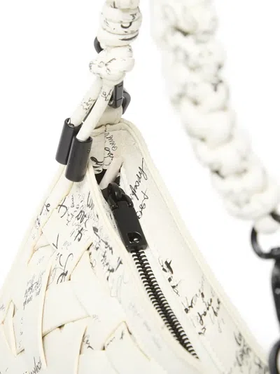 Desigual Small Script-print Woven Backpack In Red