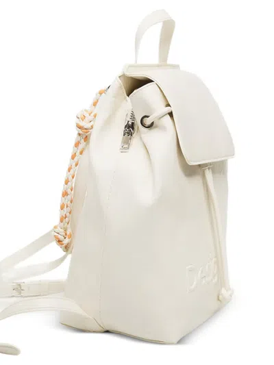 Desigual Logo-embossed Drawstring Backpack In Orange