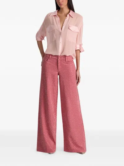 Alice And Olivia Finely Oversized Utility Shirt In Pink