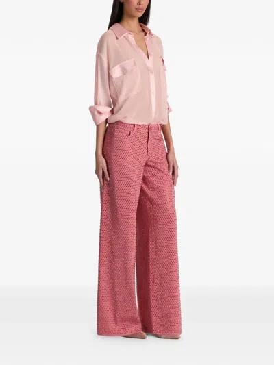 Alice And Olivia Finely Oversized Utility Shirt In Pink