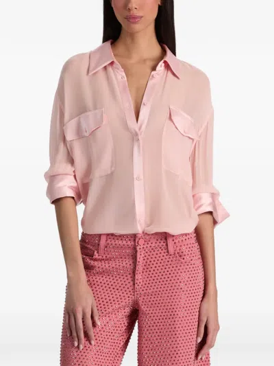 Alice And Olivia Finely Oversized Utility Shirt In Pink