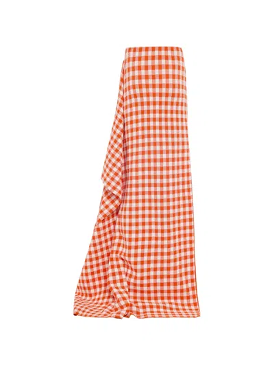 A.w.a.k.e. Gingham-pattern Side-panel Maxi Skirt In Multi