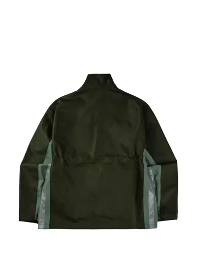 Fffpostalservice Ff Bunker Waxed Reflective-panel Jacket In Green