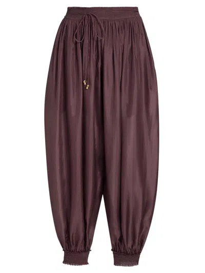 Zimmermann Womens Musk Aster Harem Silk Trousers Xs In Brown
