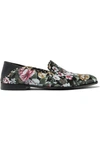 ALEXANDER MCQUEEN Floral-print leather loafers