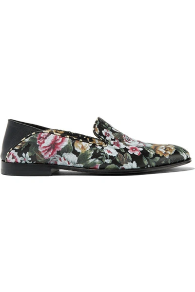 Shop Alexander Mcqueen Floral-print Leather Loafers