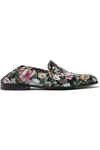 Shop Alexander Mcqueen Floral-print Leather Loafers