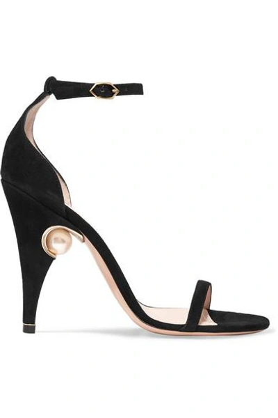 Shop Nicholas Kirkwood Penelope Embellished Suede Sandals In Black