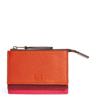 Paul Smith Concertina Leather Layered Card Holder In Orange