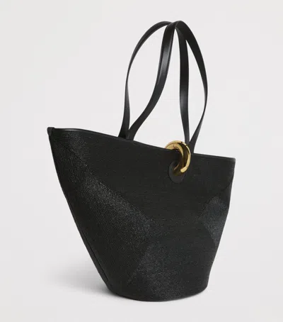 Jacquemus Large Tote Bag Gold Tone Hardware Top Handles In Black