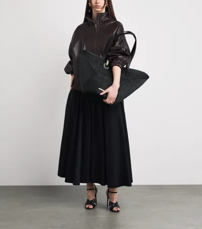 Jacquemus Large Tote Bag Gold Tone Hardware Top Handles In Black