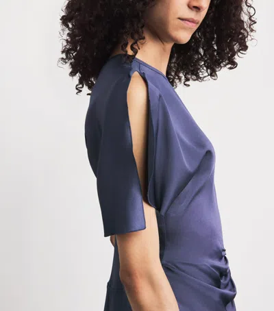Victoria Beckham Womens Eclipse Isabella Ruched Satin Gown In Blue