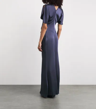 Victoria Beckham Womens Eclipse Isabella Ruched Satin Gown In Blue