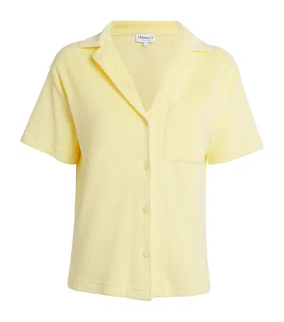 Hunza G Womens Butter Cuban Short-sleeve Terry Toweling Shirt In Yellow