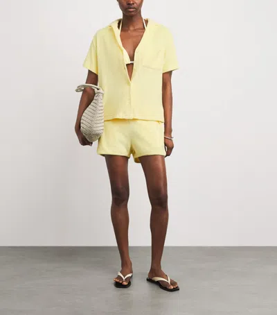 Hunza G Womens Butter Cuban Short-sleeve Terry Toweling Shirt In Yellow