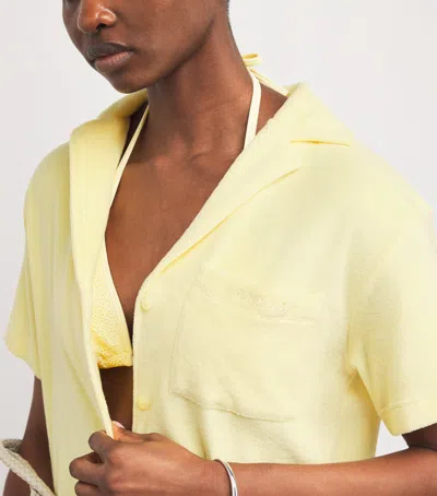 Hunza G Womens Butter Cuban Short-sleeve Terry Toweling Shirt In Yellow