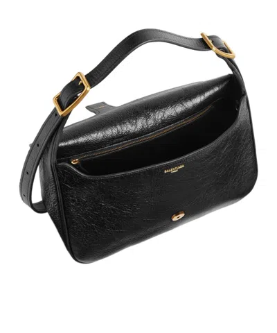 Balenciaga Womens Clicca Medium Shoulder Bag Adjustable In Black