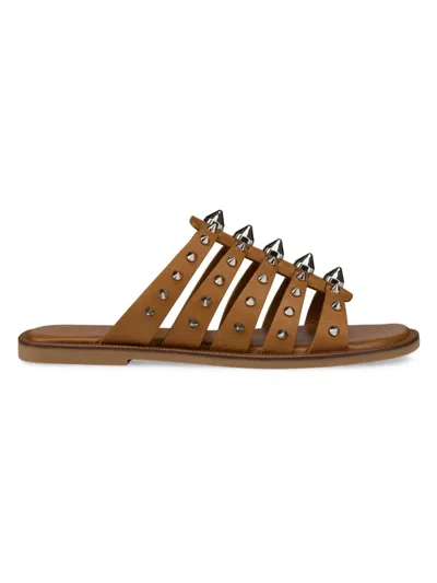 Christian Louboutin Charja Spike Leather Sandal In Brown
