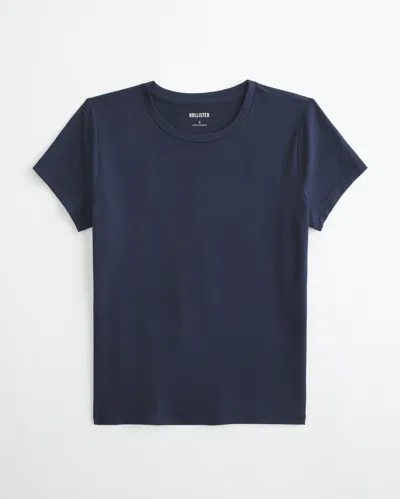 Hollister Soft Stretch Seamless Fabric Crew Baby Tee In Blue