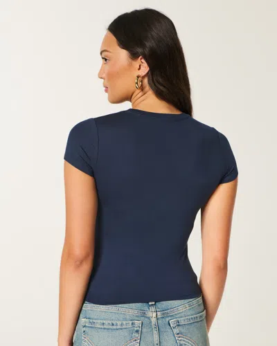 Hollister Soft Stretch Seamless Fabric Crew Baby Tee In Blue